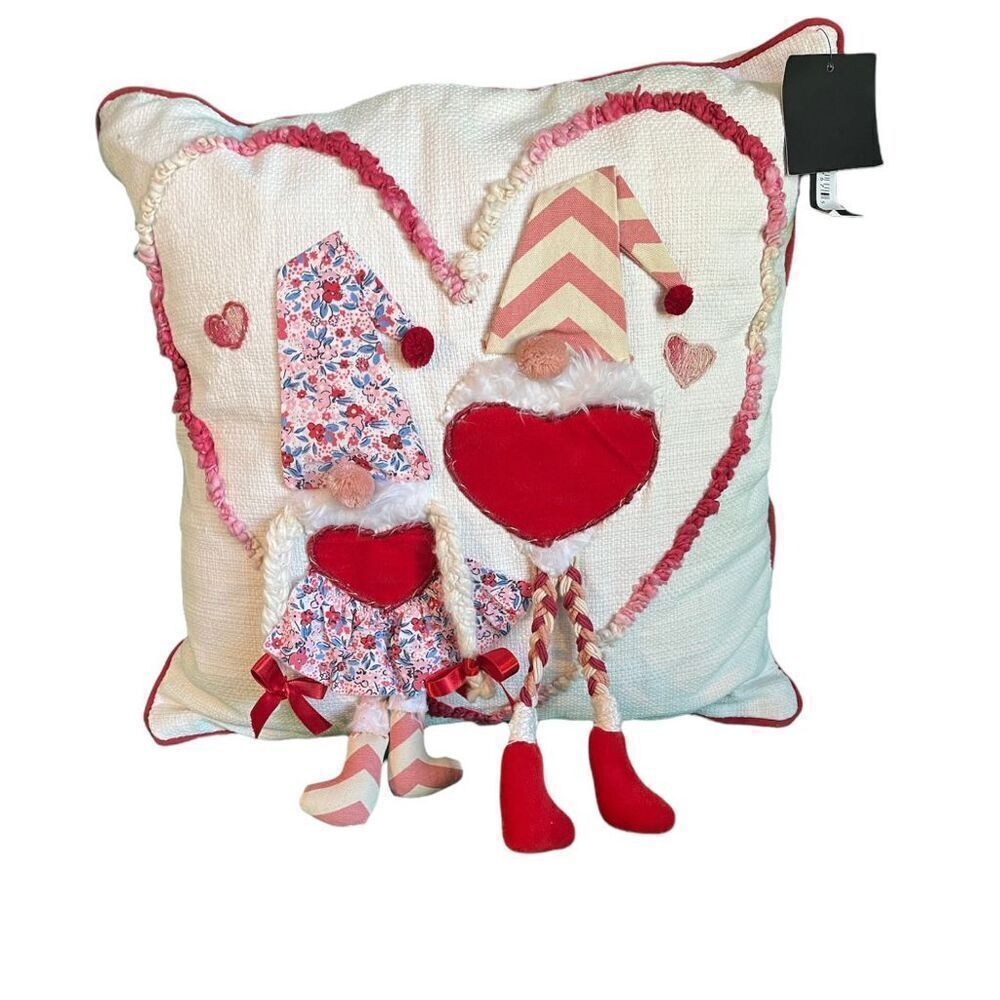 Mi Chateaux Decorative Heart Gnome Couple Pillow